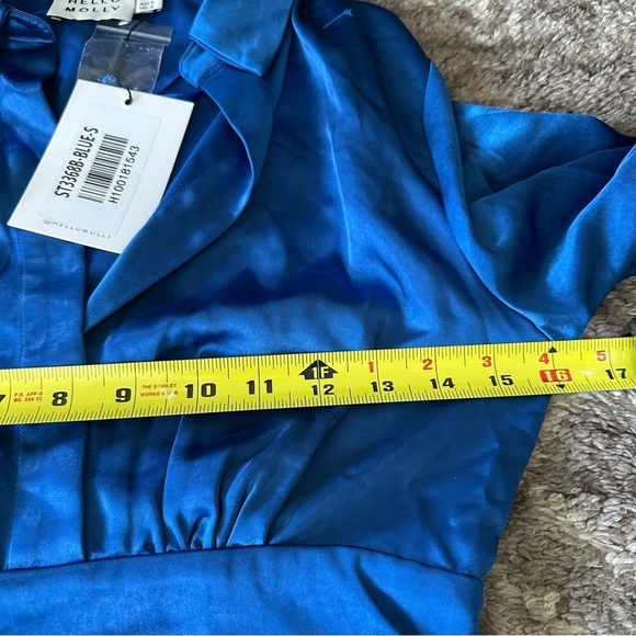 NWT Hello Molly Just Flawless Satiny Mini Dress Blue - Picture 7 of 11